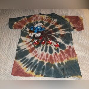 Tie-Dye Smurf Graphic T-Shirt Size Medium